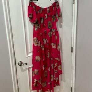 Live 4 truth flower printed cold shoulder high-low sheer coverup dress size 1X